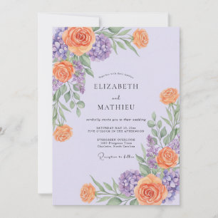 Invitation Mariage au pétale orange lilas
