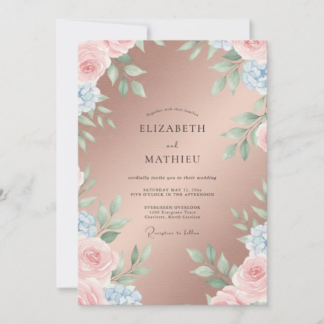 Invitation Mariage au Pétales de Cuivre (Devant)