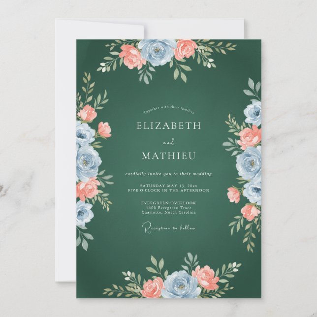 Invitation Mariage au Pétales de Pêche de Chasseur (Devant)