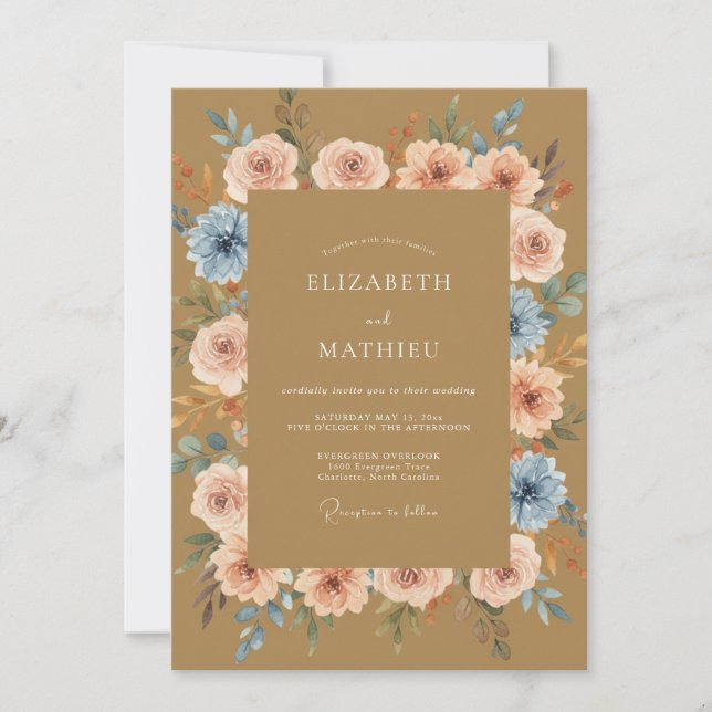 Invitation Mariage au Pétales de Pêche Miel (Devant)