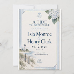 Invitation Mariage au phare de l'Hydrangea côtier