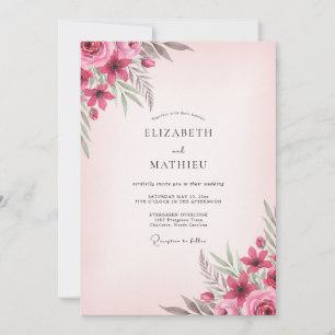 Invitation Mariage au Pivoine framboise rose