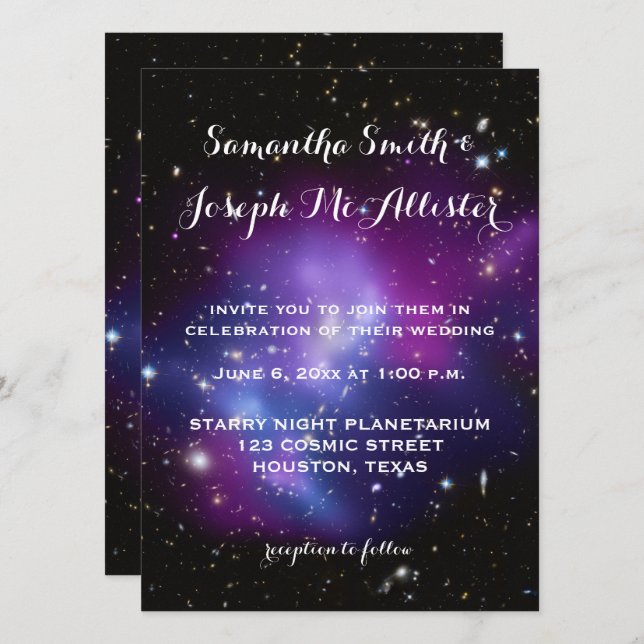 Invitation Mariage au Planétarium de l'Amas de Galaxies Viole (Devant / Derrière)