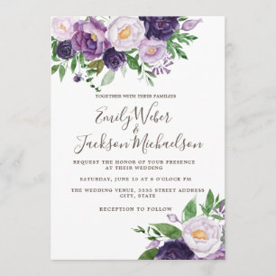 Invitation Mariage au Plum Pourpre Lavande et au Feuillage
