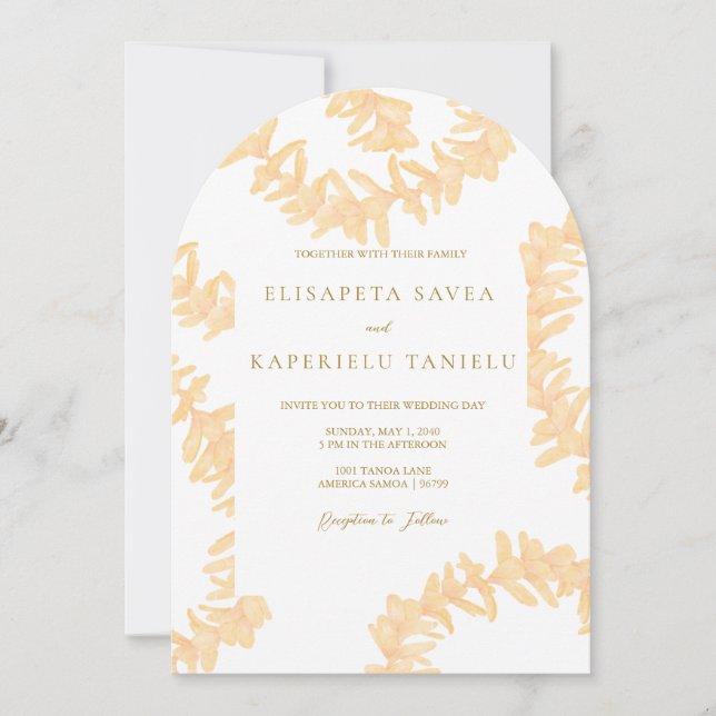 Invitation Mariage au Plumeria Orange (Devant)