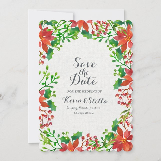 Invitation Mariage au Poinsettia (Devant)