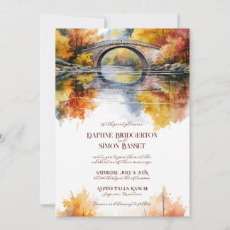 Invitation Mariage au pont de la forêt en automne 