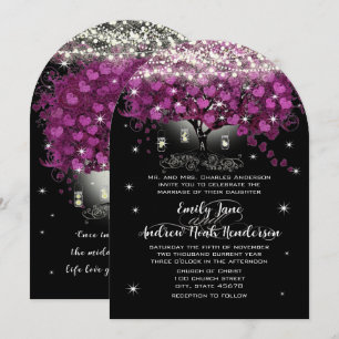 Invitation Mariage au pot Mason radiant violet