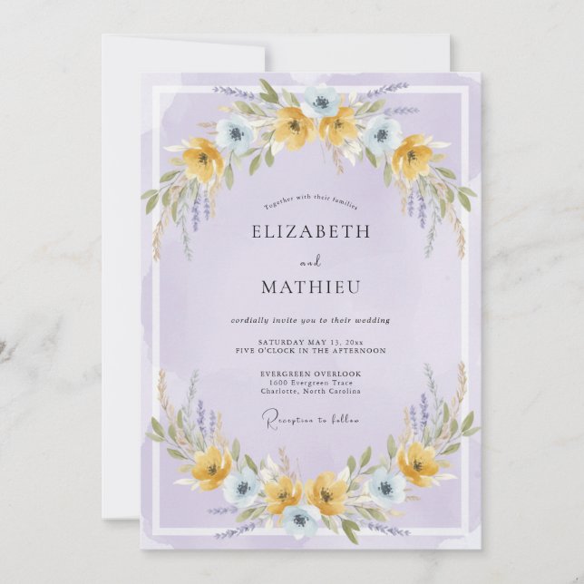Invitation Mariage au Pré de Lavande Ensoleillé (Devant)