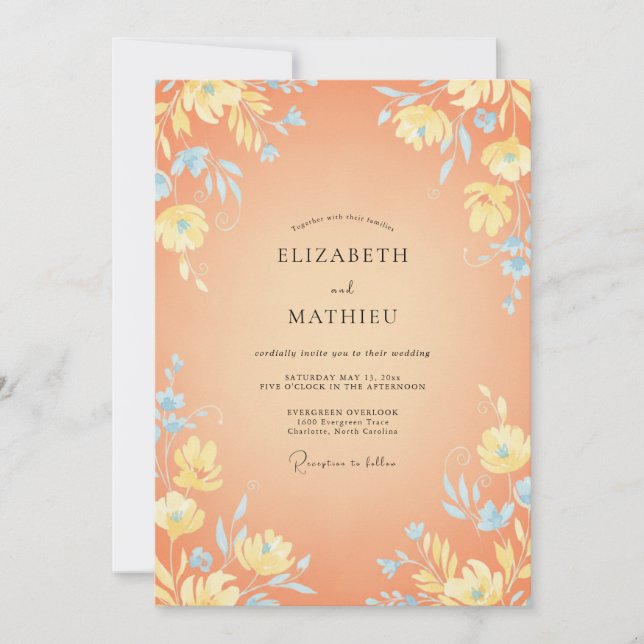 Invitation Mariage au Pré des Fleurs de Pêcher (Devant)