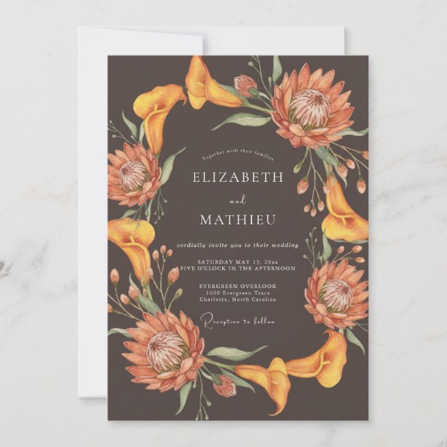 Invitation Mariage au Protée Eucalyptus Orange Brûlé (Devant)