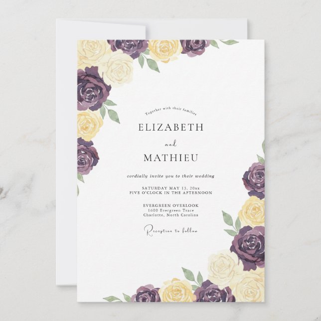 Invitation Mariage au Ranunculus Beurre de Prune et Eucalyptu (Devant)