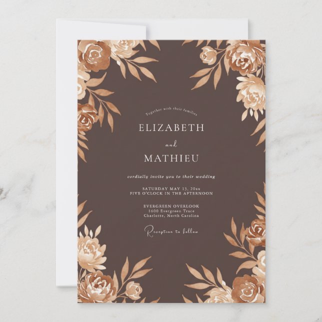 Invitation Mariage au Ranunculus Champagne au Chocolat et à l (Devant)