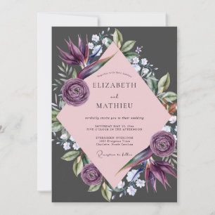 Invitation Mariage au Ranunculus Charbon de Plum Eucalyptus A