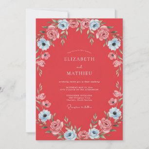 Invitation Mariage au Ranunculus Corail Ciel et Eucalyptus Ap
