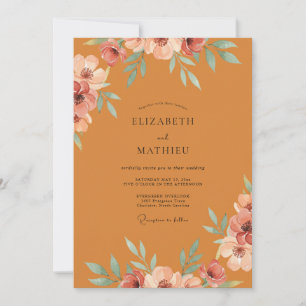 Invitation Mariage au Ranunculus Corail Ocre et Eucalyptus