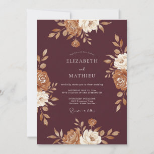 Invitation Mariage au Ranunculus Cuivre Eucalyptus Vin