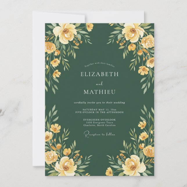 Invitation Mariage au Ranunculus Doré de la Forêt d'Eucalyptu (Devant)