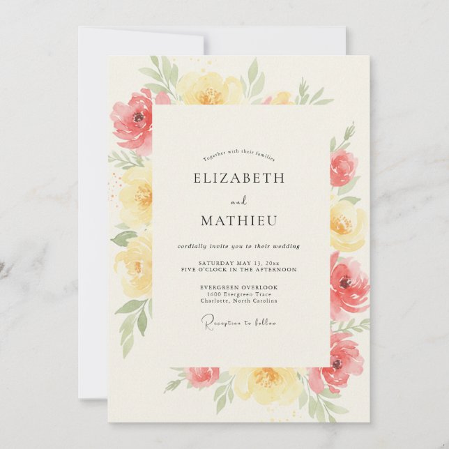 Invitation Mariage au Ranunculus et à l'Eucalyptus Beurre de  (Devant)