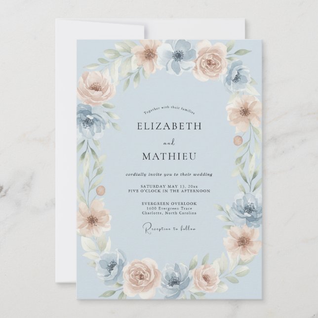 Invitation Mariage au Ranunculus Eucalyptus Ardoise Champagne (Devant)