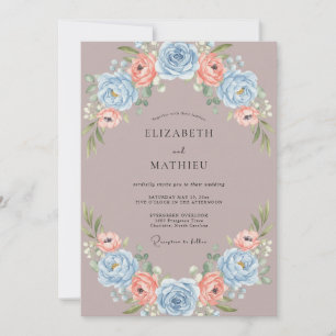 Invitation Mariage au Ranunculus Eucalyptus Bleuet Mauve