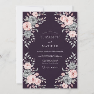 Invitation Mariage au Ranunculus Eucalyptus Blush Rouge Baies