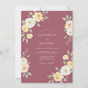 Invitation Mariage au Ranunculus Eucalyptus Crème Mauve Attén