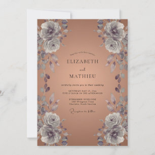 Invitation Mariage au Ranunculus Eucalyptus Cuivre Argent