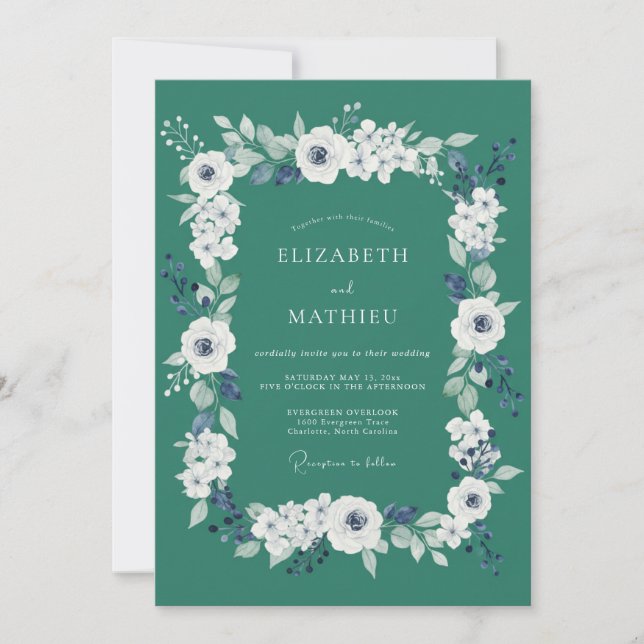 Invitation Mariage au Ranunculus Eucalyptus de Mer Profonde (Devant)