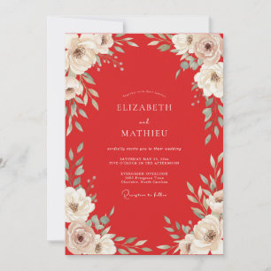 Invitation Mariage au Ranunculus Eucalyptus Écarlate