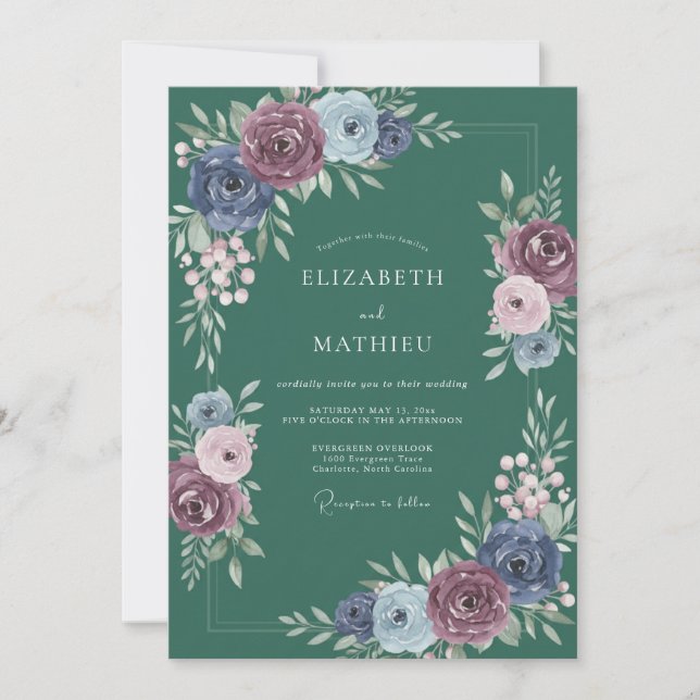Invitation Mariage au Ranunculus Eucalyptus et essence de pét (Devant)