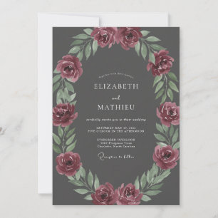 Invitation Mariage au Ranunculus Eucalyptus et Prune Charbon