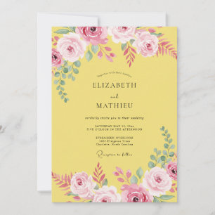 Invitation Mariage au Ranunculus Eucalyptus Jaune Ensoleillé