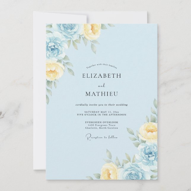 Invitation Mariage au Ranunculus Eucalyptus Jaune Glacé (Devant)