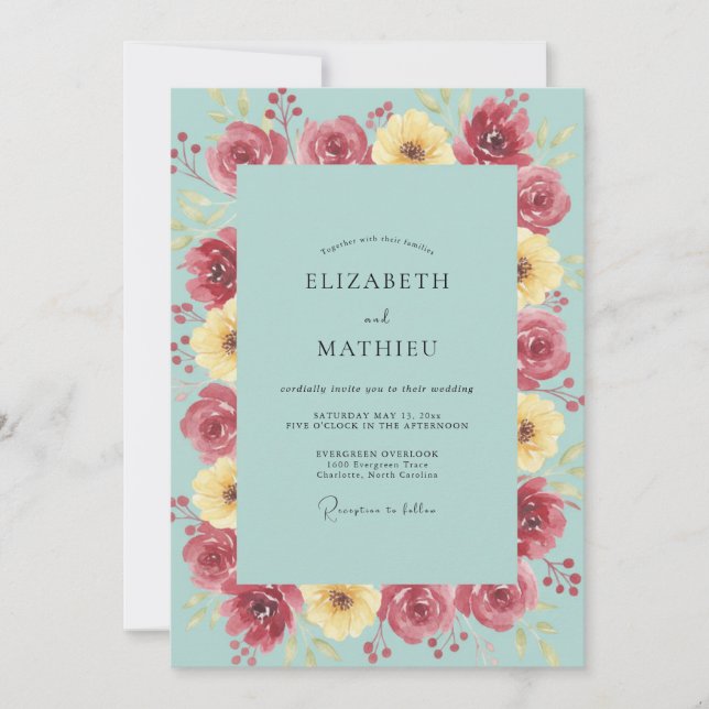 Invitation Mariage au Ranunculus Eucalyptus Magenta Mousse de (Devant)