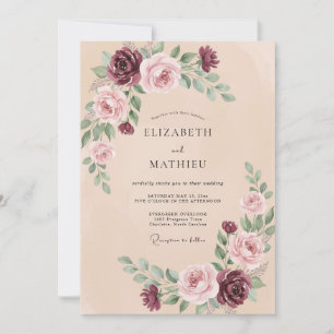 Invitation Mariage au Ranunculus Eucalyptus Mauve Doux et Pru
