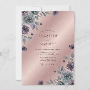 Invitation Mariage au Ranunculus Eucalyptus Mauve Lilas Pouss