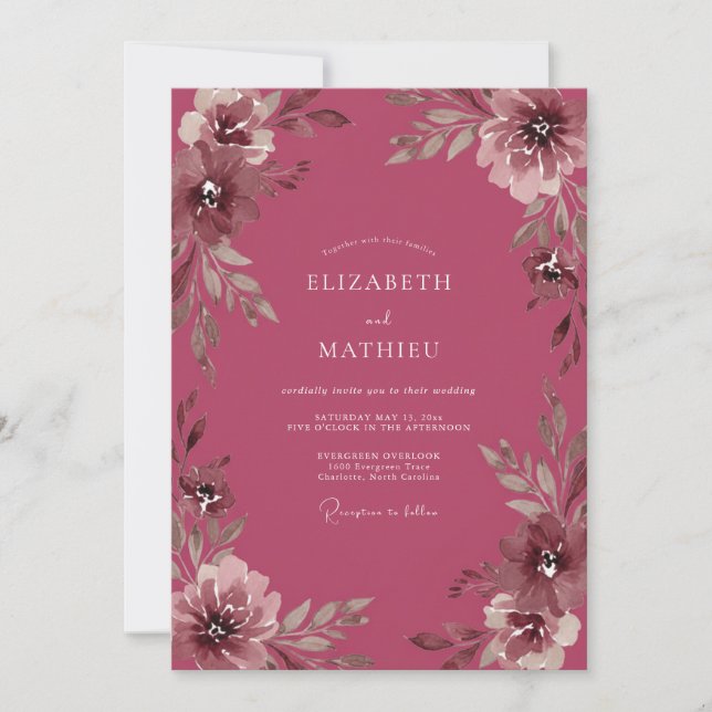 Invitation Mariage au Ranunculus Eucalyptus Mauve Profond (Devant)