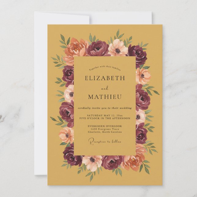 Invitation Mariage au Ranunculus Eucalyptus Moutarde (Devant)