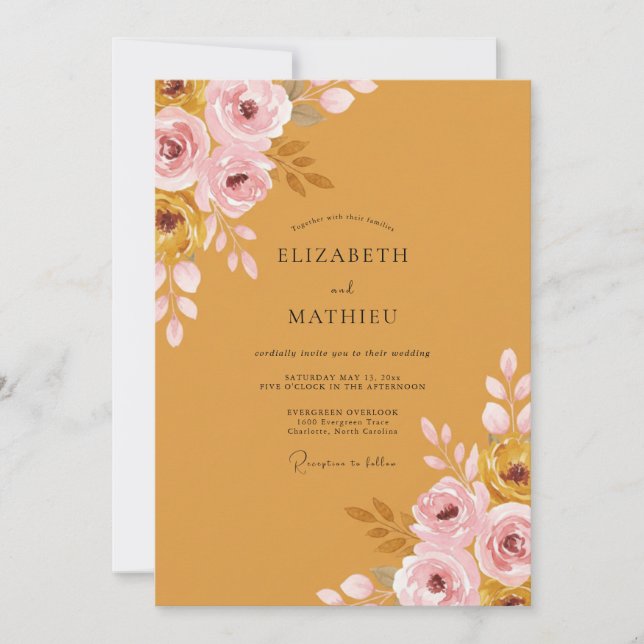 Invitation Mariage au Ranunculus Eucalyptus Ocre (Devant)