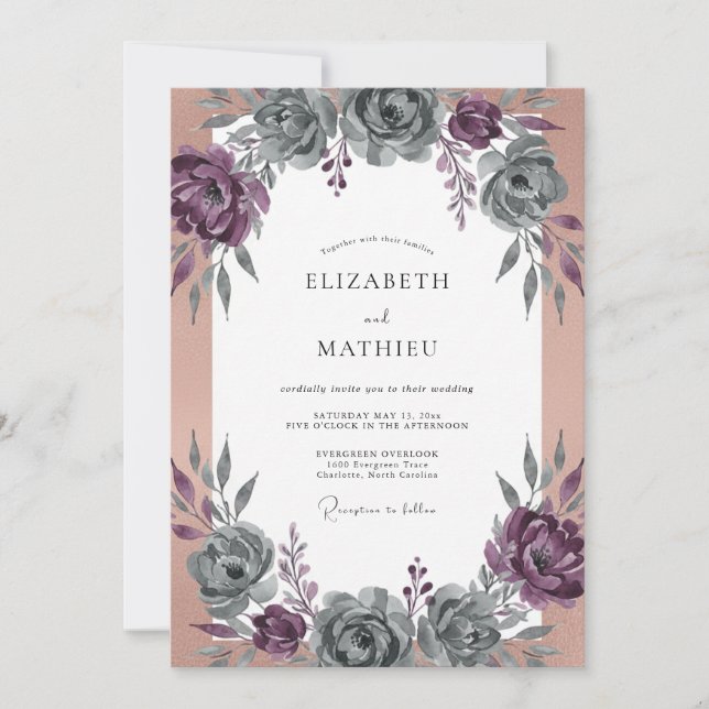 Invitation Mariage au Ranunculus Eucalyptus sur Ardoise et Pr (Devant)