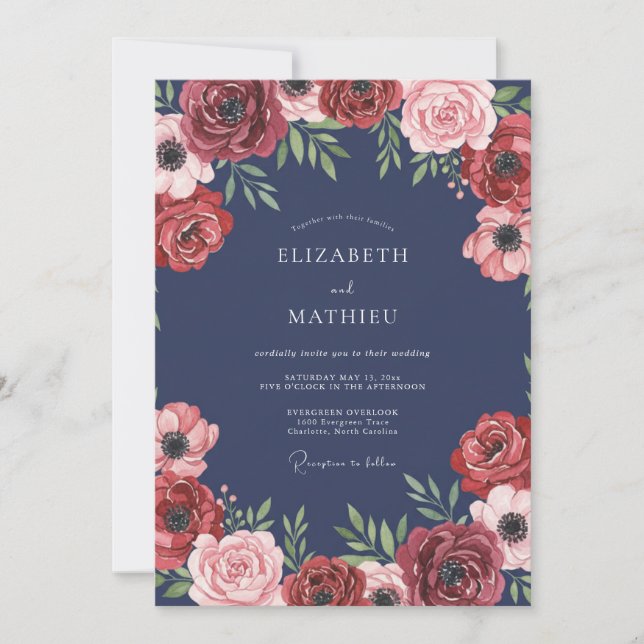 Invitation Mariage au Ranunculus Eucalyptus sur Ardoise Vinic (Devant)