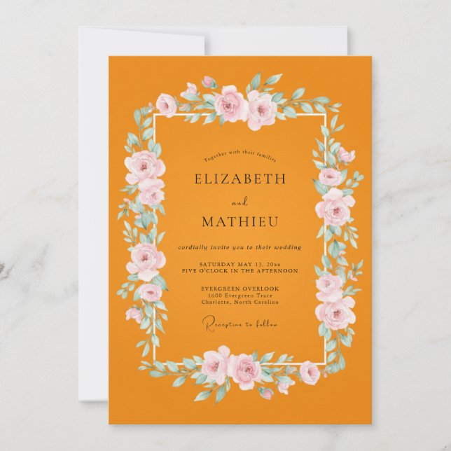 Invitation Mariage au Ranunculus Eucalyptus Teinte de Souci (Devant)
