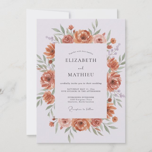 Invitation Mariage au Ranunculus Eucalyptus Terre Cuite (Devant)