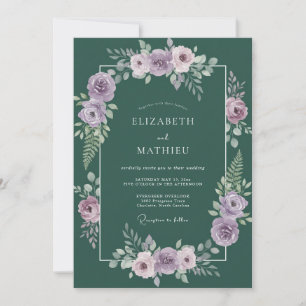 Invitation Mariage au Ranunculus Lilas Émeraude et Eucalyptus