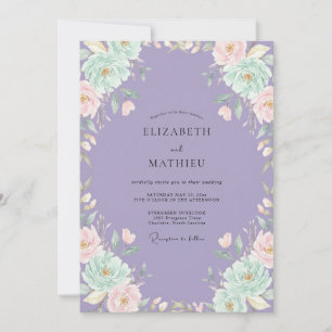 Invitation Mariage au Ranunculus Lilas Menthe Sauge