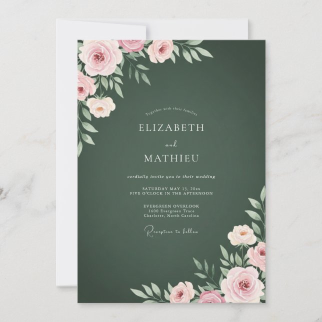 Invitation Mariage au Ranunculus Mauve Eucalyptus de la Forêt (Devant)