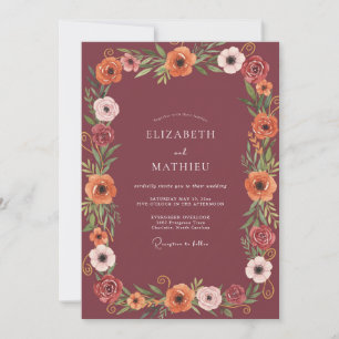 Invitation Mariage au Ranunculus Orange Brûlé aux Baies