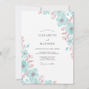 Invitation Mariage au Ranunculus Pêche Mousse de Mer et Eucal