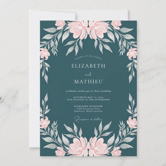Invitation Mariage au Ranunculus Rose Essence de Térébenthine (Devant)